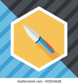 kitchenware fruit knife flat icon with long shadow,eps10