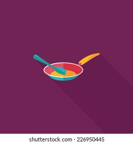 kitchenware frying pan and shovel flat icon with long shadow,eps10