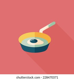 kitchenware frying pan and shovel flat icon with long shadow,eps10