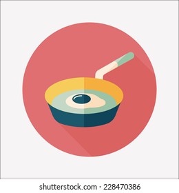 kitchenware frying pan and shovel flat icon with long shadow,eps10