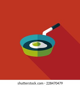 kitchenware frying pan and shovel flat icon with long shadow,eps10