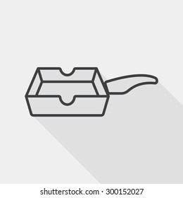 kitchenware frying pan and shovel flat icon with long shadow,eps, line icon