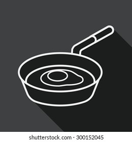 kitchenware frying pan and shovel flat icon with long shadow,eps, line icon