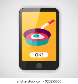 kitchenware frying pan and shovel flat icon with long shadow,eps10