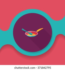 kitchenware frying pan and shovel flat icon with long shadow,eps10