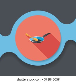 kitchenware frying pan and shovel flat icon with long shadow,eps10