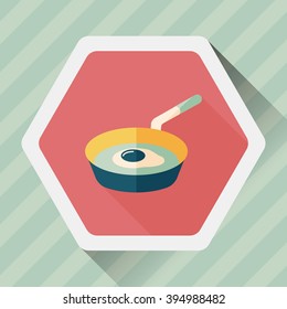 kitchenware frying pan and shovel flat icon with long shadow,eps10