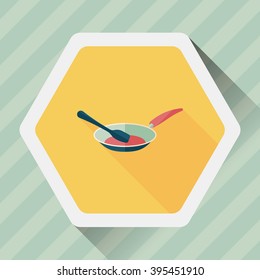 kitchenware frying pan and shovel flat icon with long shadow,eps10