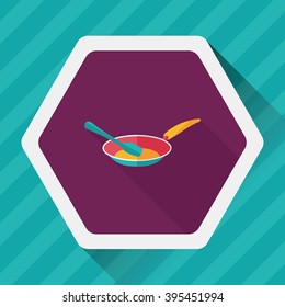 kitchenware frying pan and shovel flat icon with long shadow,eps10