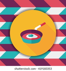 kitchenware frying pan and shovel flat icon with long shadow,eps10
