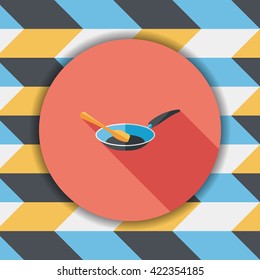 kitchenware frying pan and shovel flat icon with long shadow,eps10
