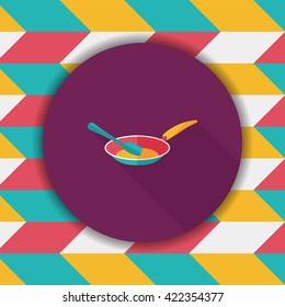 kitchenware frying pan and shovel flat icon with long shadow,eps10