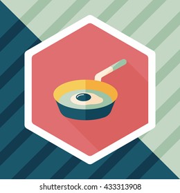 kitchenware frying pan and shovel flat icon with long shadow,eps10