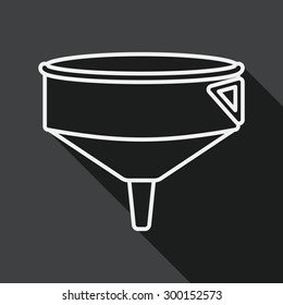 kitchenware funnel flat icon with long shadow, line icon