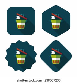 kitchenware garbage can flat icon with long shadow, eps10