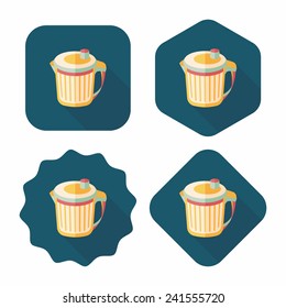 kitchenware garbage can flat icon with long shadow,eps10