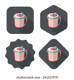 kitchenware garbage can flat icon with long shadow,eps10