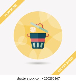 kitchenware garbage can flat icon with long shadow,eps10