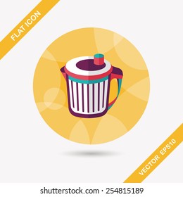 kitchenware garbage can flat icon with long shadow,eps10