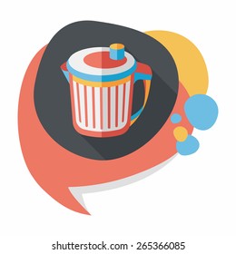 kitchenware garbage can flat icon with long shadow,eps10