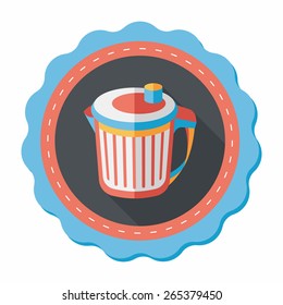 kitchenware garbage can flat icon with long shadow,eps10