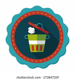kitchenware garbage can flat icon with long shadow,eps10