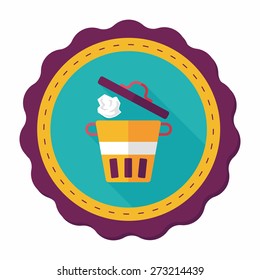 kitchenware garbage can flat icon with long shadow,eps10