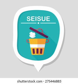 kitchenware garbage can flat icon with long shadow,eps10