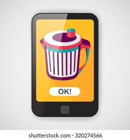 kitchenware garbage can flat icon with long shadow,eps10