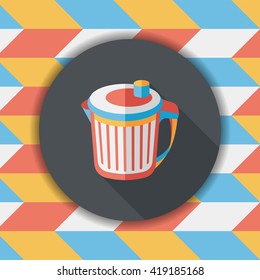 kitchenware garbage can flat icon with long shadow,eps10