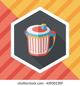 kitchenware garbage can flat icon with long shadow,eps10