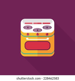 kitchenware gas stove with oven flat icon with long shadow,eps10