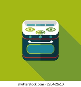 kitchenware gas stove with oven flat icon with long shadow,eps10