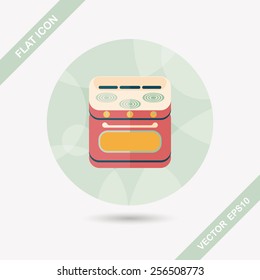 kitchenware gas stove with oven flat icon with long shadow,eps10
