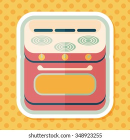 kitchenware gas stove with oven flat icon with long shadow,eps10