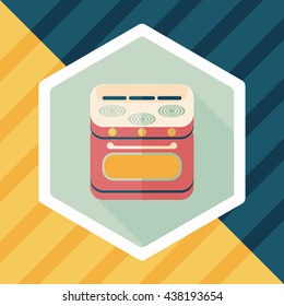 kitchenware gas stove with oven flat icon with long shadow,eps10