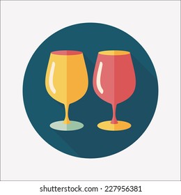 kitchenware glass cup flat icon with long shadow,eps10