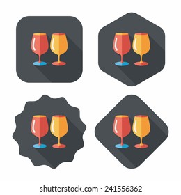 kitchenware glass cup flat icon with long shadow,eps10
