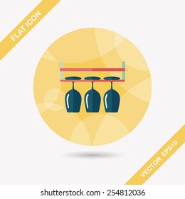 kitchenware glass cup flat icon with long shadow,eps10