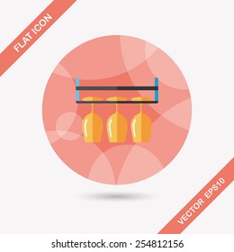 kitchenware glass cup flat icon with long shadow,eps10