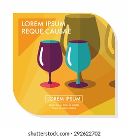 kitchenware glass cup flat icon with long shadow,eps10