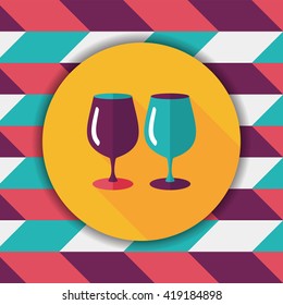 kitchenware glass cup flat icon with long shadow,eps10