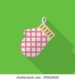 Kitchenware glove flat  icon with long shadow,circle,eps10,interface,button