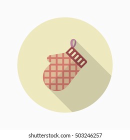 Kitchenware glove flat  icon with long shadow,circle,eps10,interface,button
