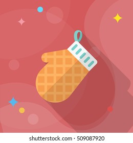 Kitchenware glove flat  icon with long shadow,circle,eps10,interface,button
