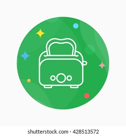 Kitchenware grill toaster line icon with long shadow,circle,eps10,interface,button