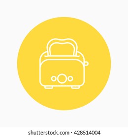 Kitchenware grill toaster line icon with long shadow,circle,eps10,interface,button