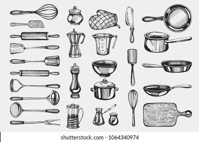 Kitchenware. Hand-drawn cooking icons
