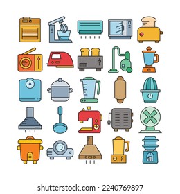 conjunto de iconos de utensilios de cocina y electrodomésticos