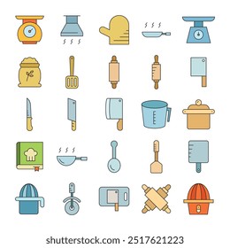 conjunto de ícones de utensílios domésticos e utensílios de cozinha